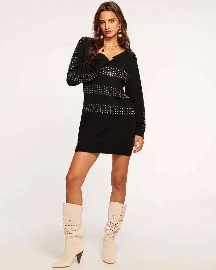 Women Celine Embellished Sweater Dress Black Ramy Brook Dresses Women Celine Embellished Sweater Dress Black Ramy Brook Dresses