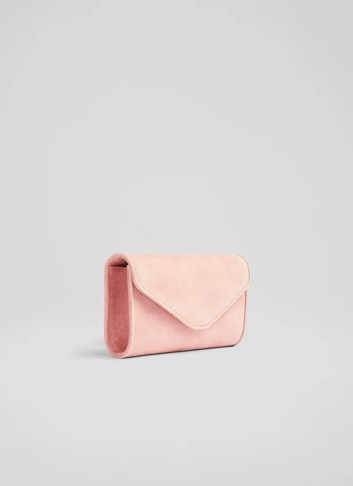 Women Clutch Bags LKBennett Dominica Clay Pink Suede Clutch Bag Women Clutch Bags LKBennett Dominica Clay Pink Suede Clutch Bag