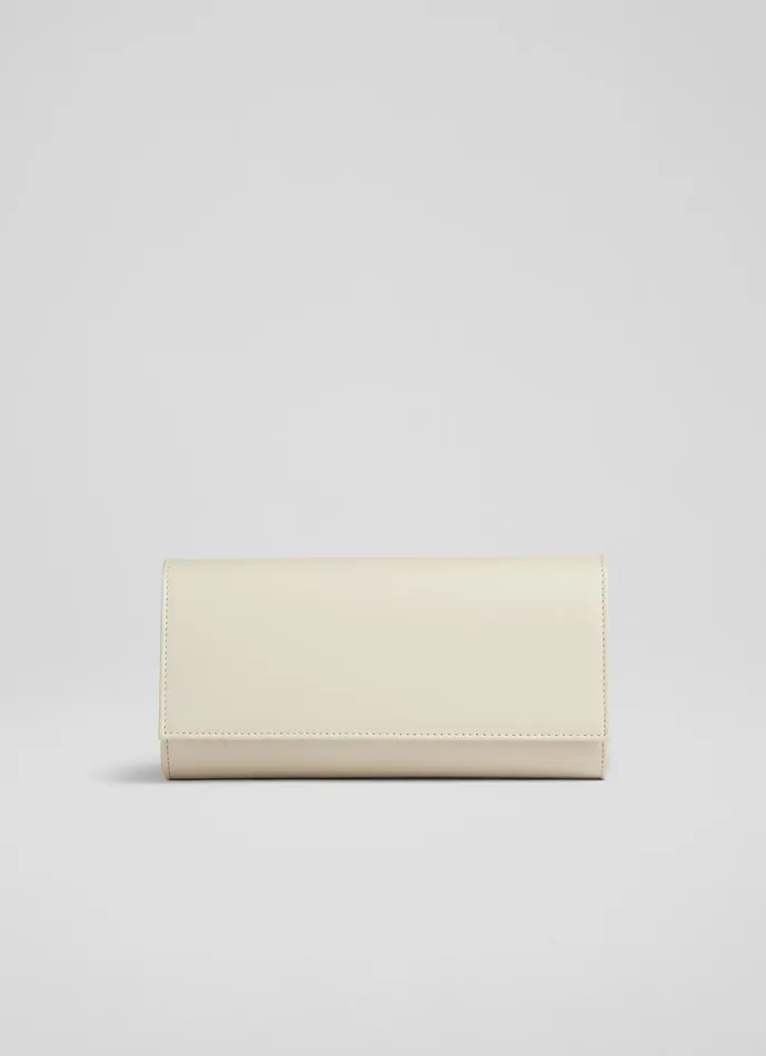 Women Clutch Bags LKBennett Erin Cream Leather Clutch Bag