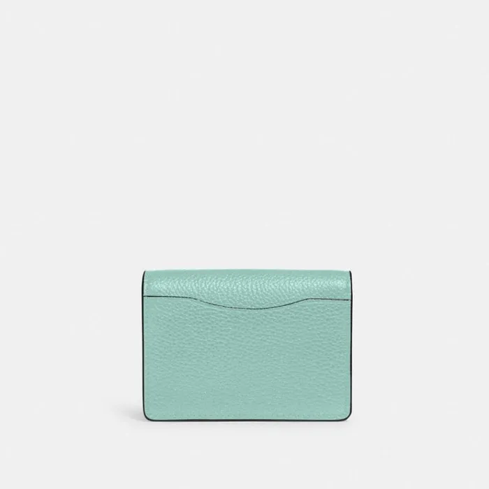 Women Clutches Coach Half Flap Card Case Silverfaded Blue