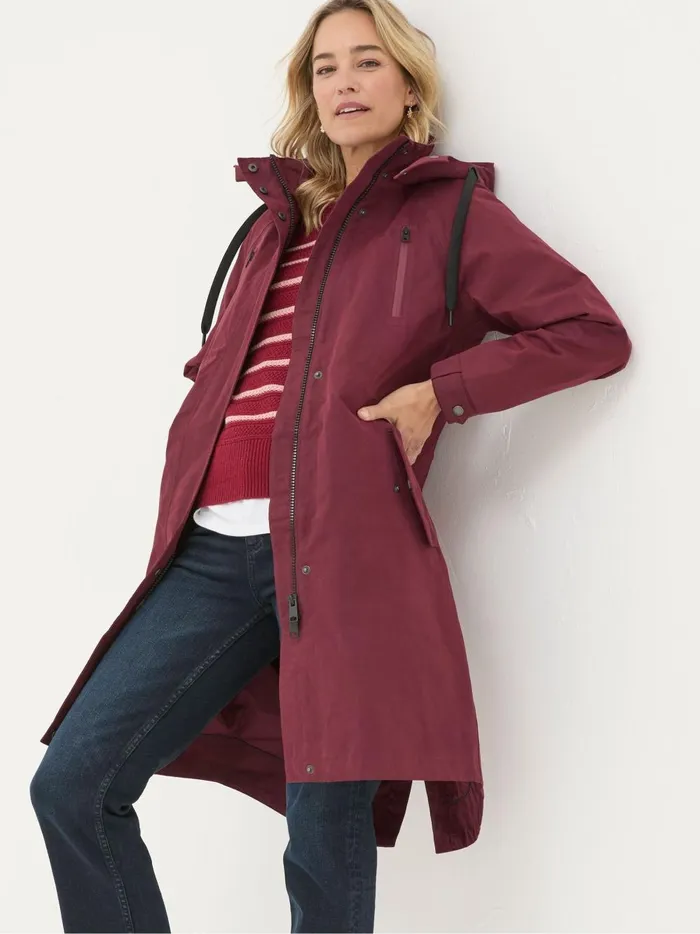 Women Coats and Jackets Fat Face Juno Red Waterproof Long Coat