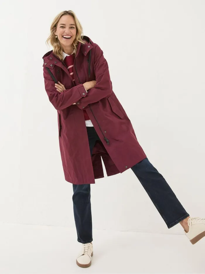 Women Coats and Jackets Fat Face Juno Red Waterproof Long Coat