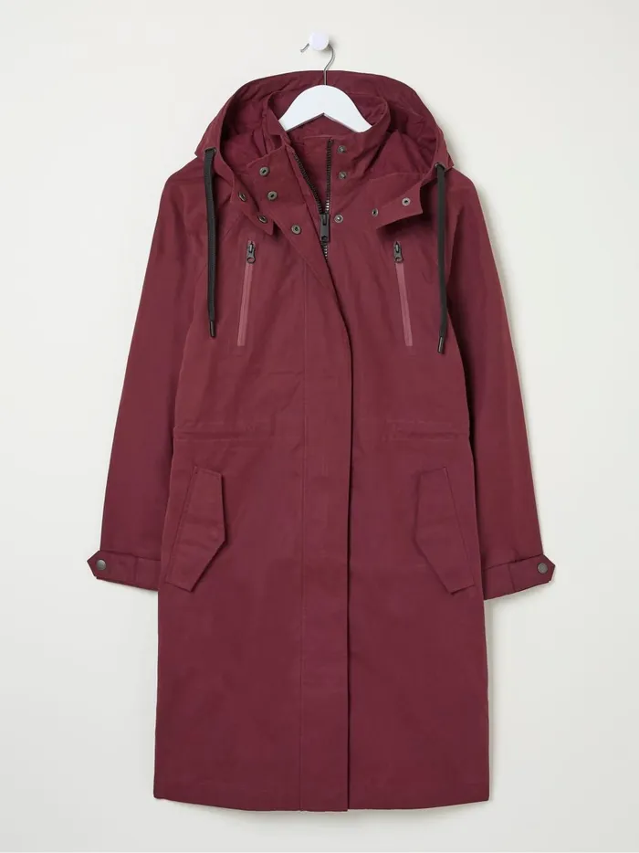 Women Coats and Jackets Fat Face Juno Red Waterproof Long Coat