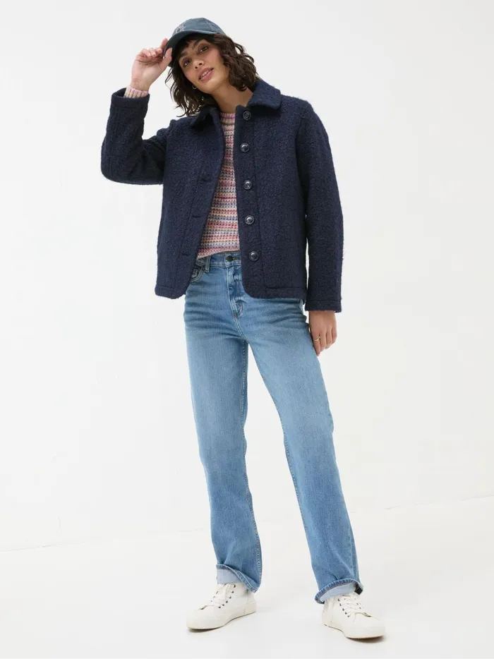Women Coats and Jackets Fat Face Mae Blue Short Jacket