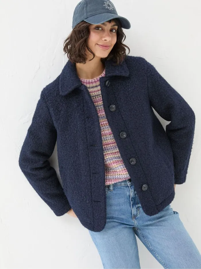 Women Coats and Jackets Fat Face Mae Blue Short Jacket