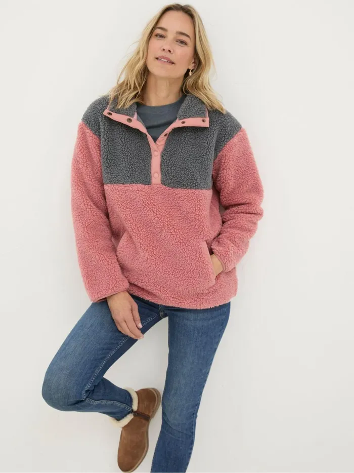 Women Coats and Jackets Fat Face Multi Colourblock Half Neck Fleece