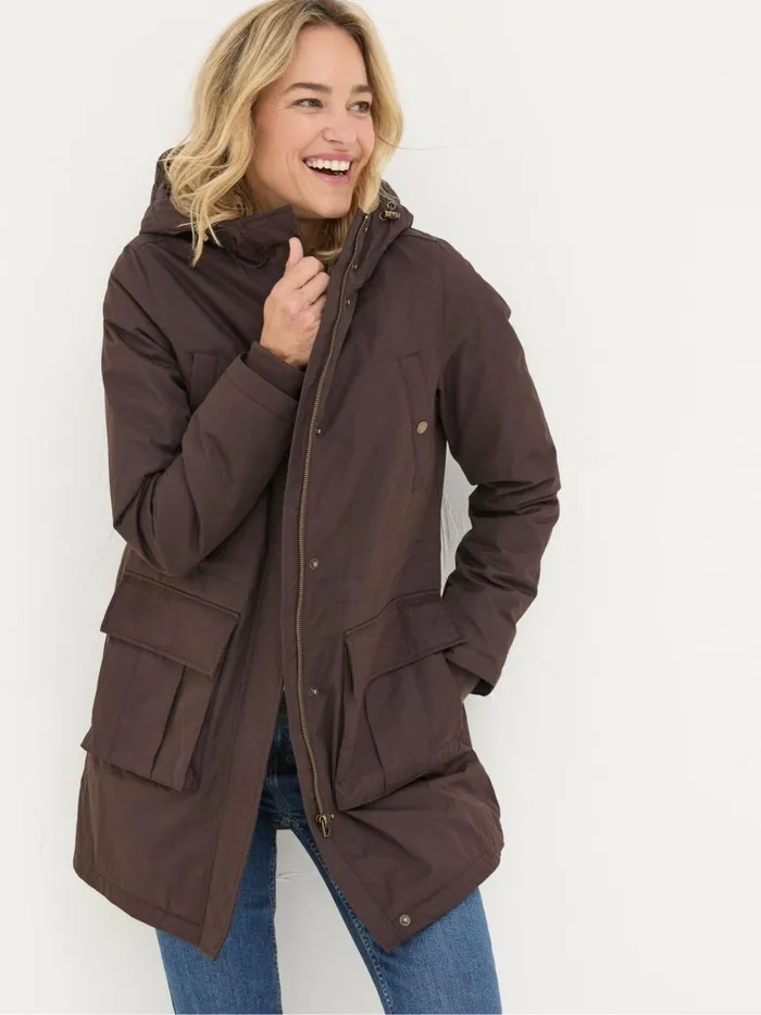 Women Coats and Jackets Fat Face Petra Brown Petra Parka Brown Coat