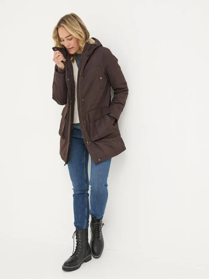 Women Coats and Jackets Fat Face Petra Brown Petra Parka Brown Coat