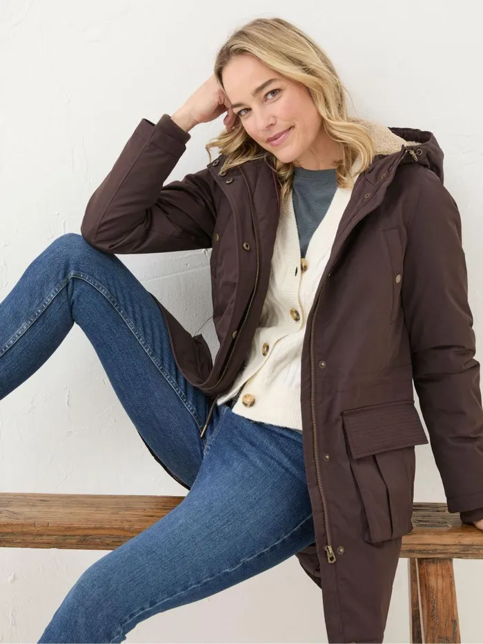 Women Coats and Jackets Fat Face Petra Brown Petra Parka Brown Coat