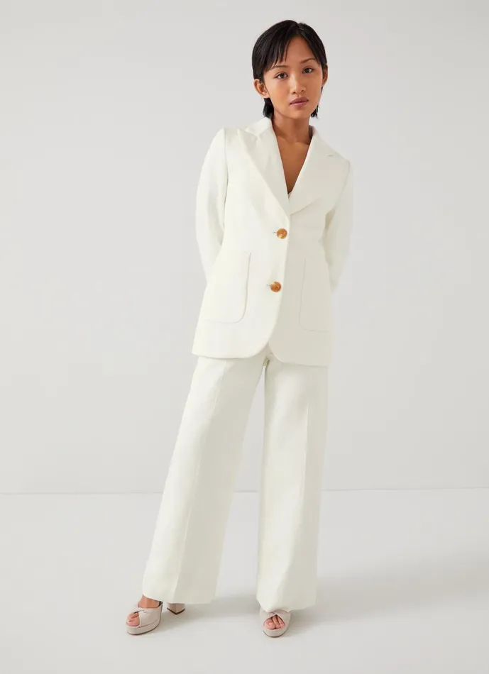 Women Coats and Jackets LKBennett Avery Petite Cream Italian Cotton Jacket Ecru