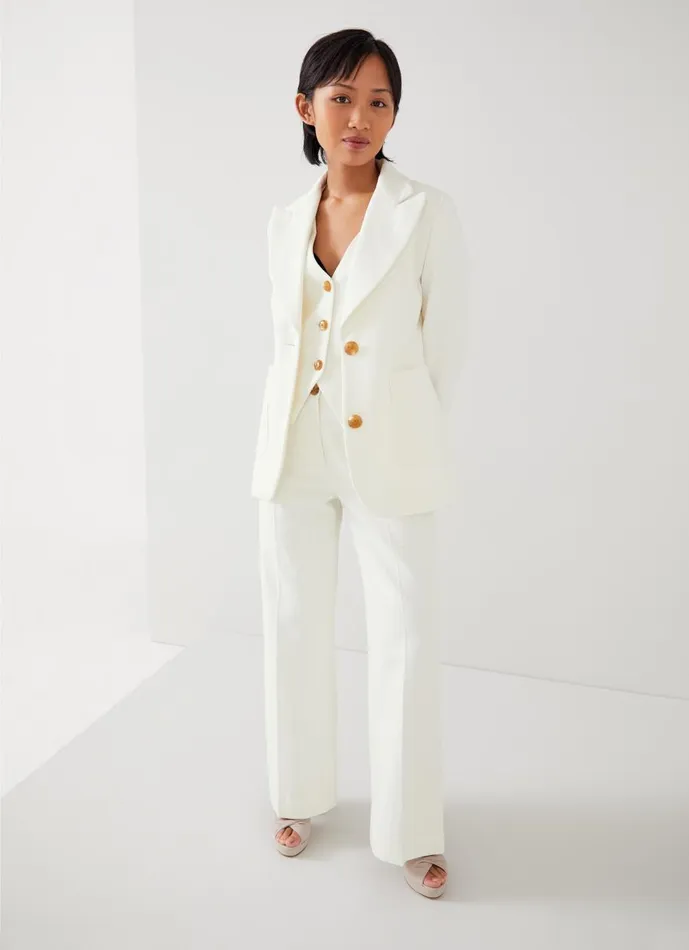 Women Coats and Jackets LKBennett Avery Petite Cream Italian Cotton Jacket Ecru