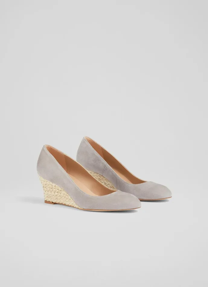 Women Court Shoes LKBennett Eevi Grey Suede Espadrille Wedges Grey Women Court Shoes LKBennett Eevi Grey Suede Espadrille Wedges Grey