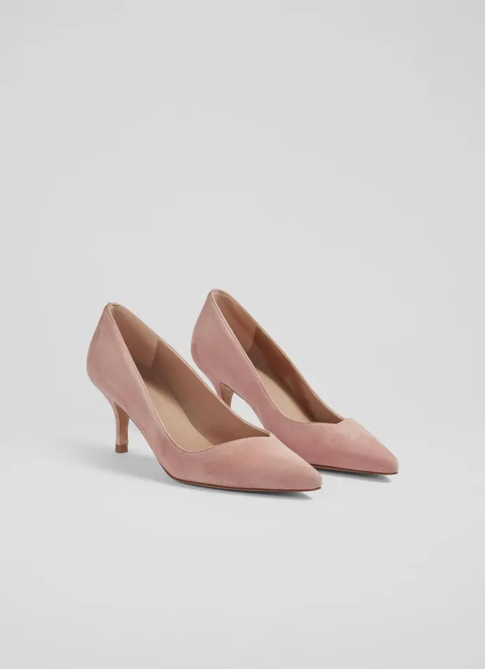 Women Court Shoes LKBennett Farah Pink Suede Asymmetric Kitten Heel Courts Clay Women Court Shoes LKBennett Farah Pink Suede Asymmetric Kitten Heel Courts Clay
