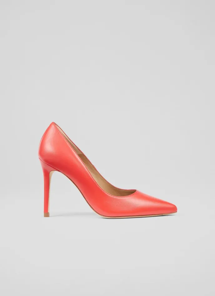 Women Court Shoes LKBennett Fern Red Leather Pointed Toe Courts Red