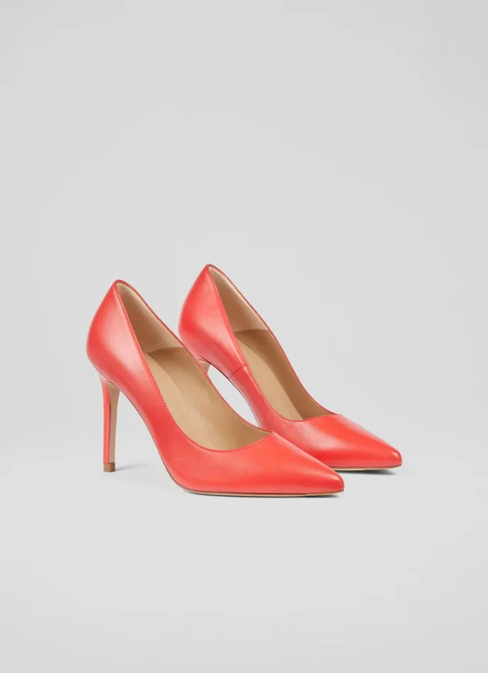 Women Court Shoes LKBennett Fern Red Leather Pointed Toe Courts Red Women Court Shoes LKBennett Fern Red Leather Pointed Toe Courts Red