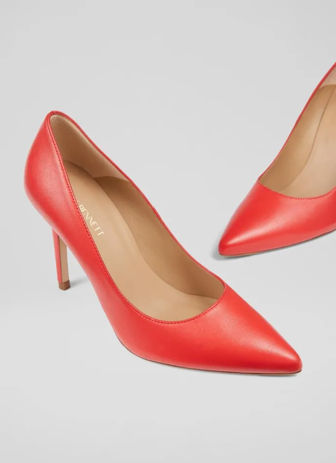 Women Court Shoes LKBennett Fern Red Leather Pointed Toe Courts Red Women Court Shoes LKBennett Fern Red Leather Pointed Toe Courts Red