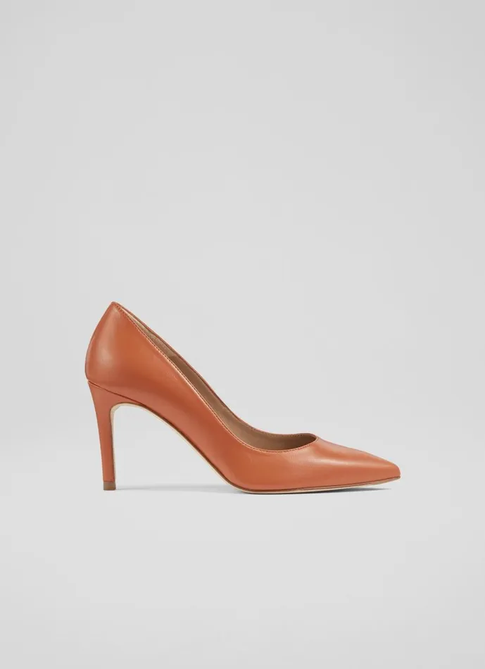 Women Court Shoes LKBennett Floret Orange Leather Pointed Toe Courts Burnt Orange Women Court Shoes LKBennett Floret Orange Leather Pointed Toe Courts Burnt Orange
