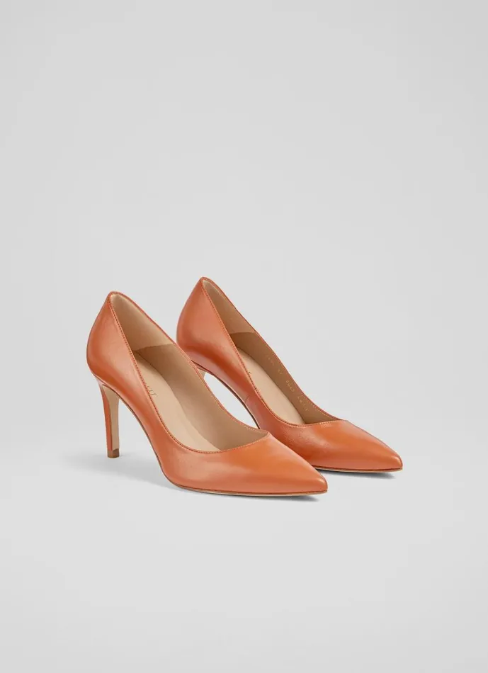 Women Court Shoes LKBennett Floret Orange Leather Pointed Toe Courts Burnt Orange Women Court Shoes LKBennett Floret Orange Leather Pointed Toe Courts Burnt Orange