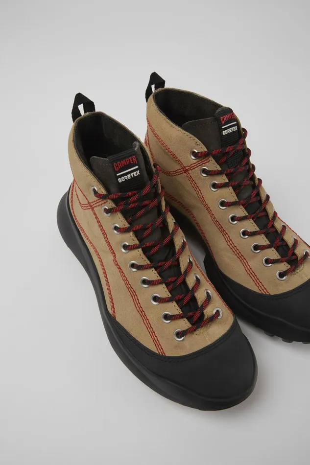 Women CRCLR GORETEX Beige Nubuck And Textile Sneakers Camper Ankle Boots