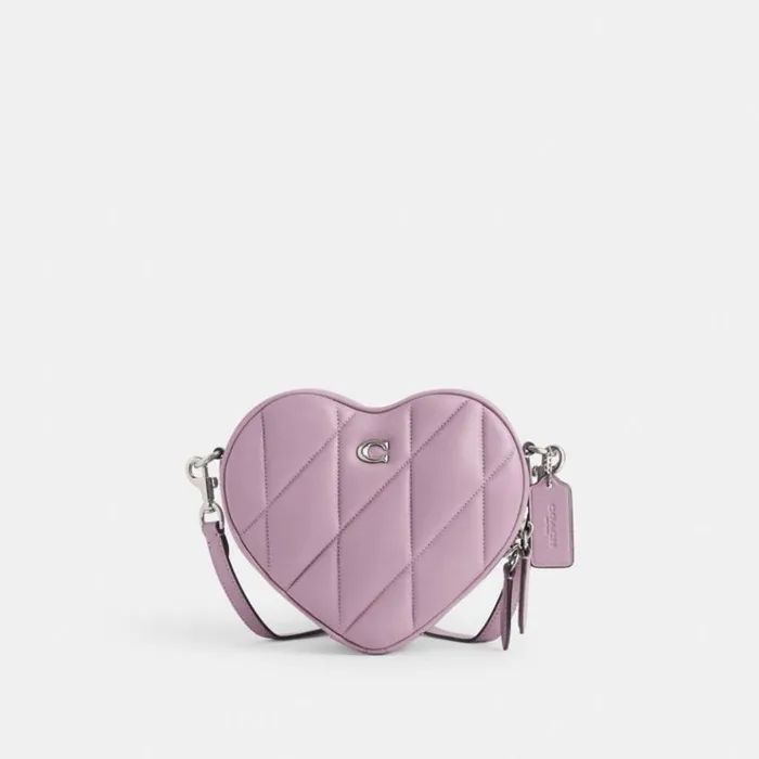 Women Crossbody Bags Coach Heart Crossbody With Quilting Silverice Purple