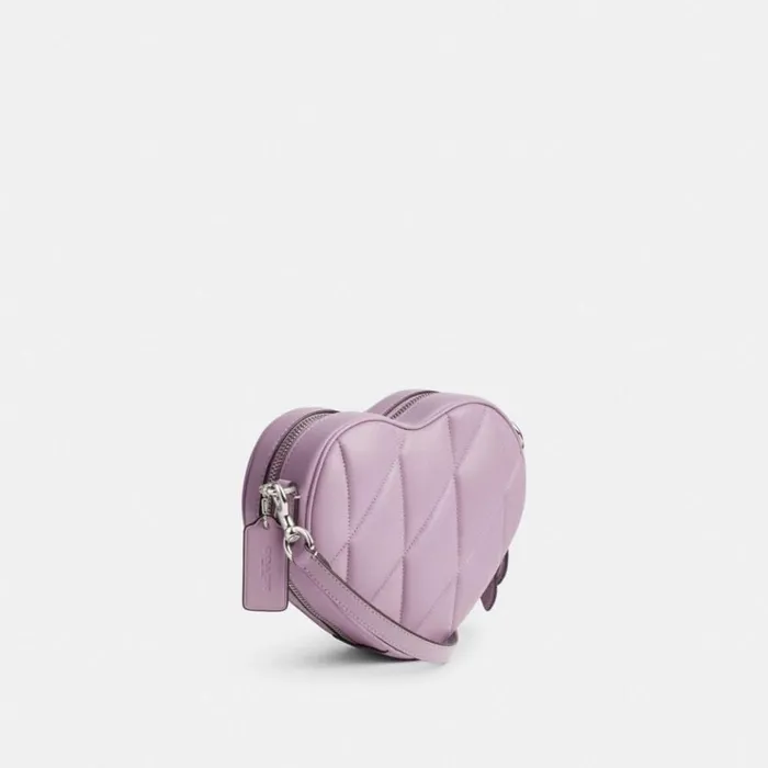 Women Crossbody Bags Coach Heart Crossbody With Quilting Silverice Purple