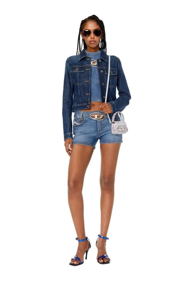 Women DeLylaShFsc Medium Blue Diesel Trousers And Shorts