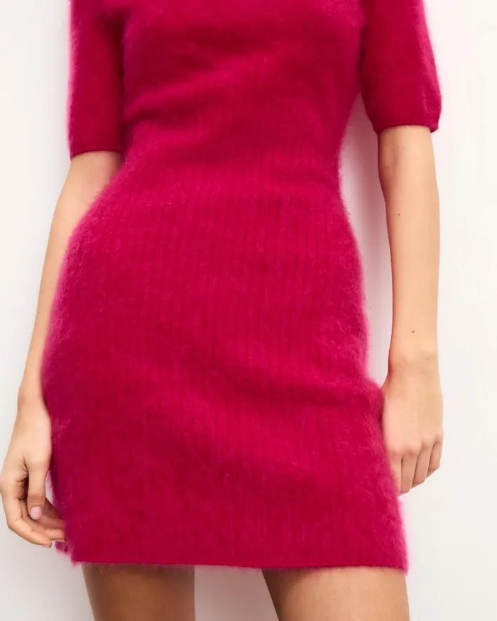 Women Dresses and Jumpsuits From Future Brushed Short Sleeve Short Dress Tropical Raspbe