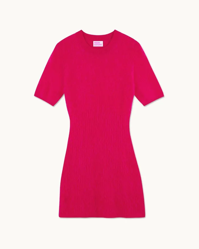 Women Dresses and Jumpsuits From Future Brushed Short Sleeve Short Dress Tropical Raspbe
