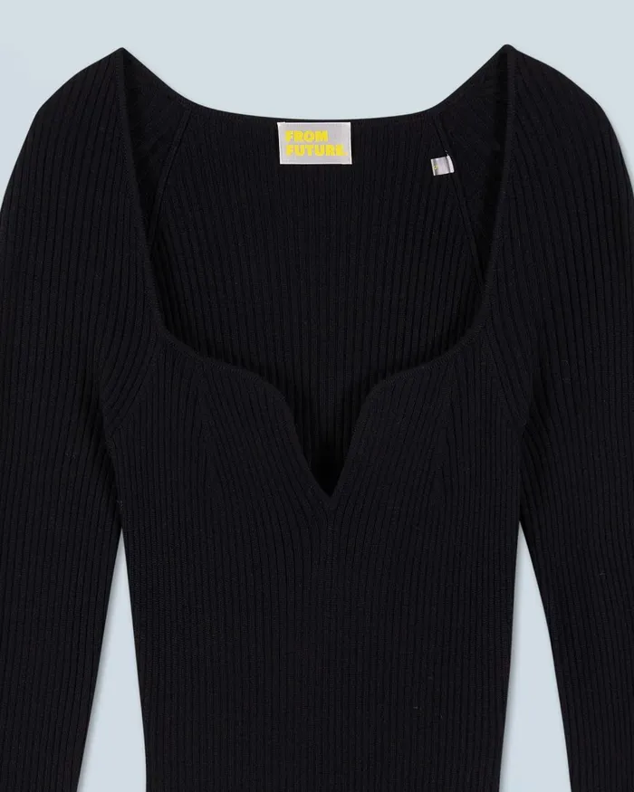 Women Dresses and Jumpsuits From Future Long Sleeve Sweetheart Neckline Long Dress Black