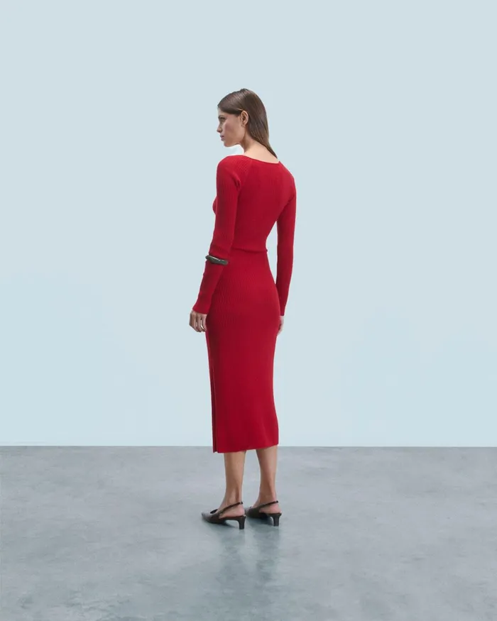 Women Dresses and Jumpsuits From Future Long Sleeve Sweetheart Neckline Long Dress Hot Red