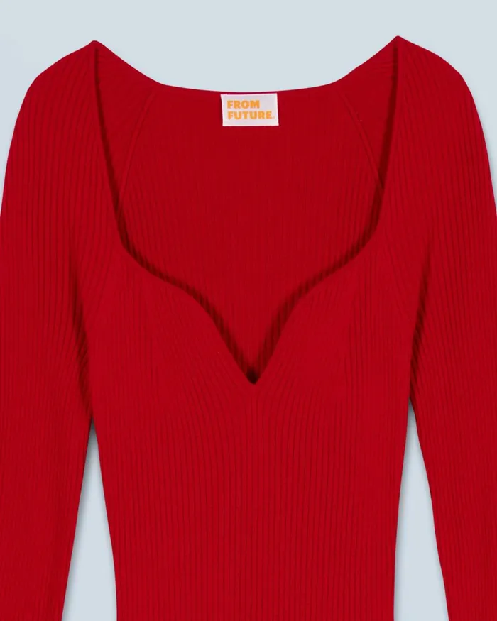 Women Dresses and Jumpsuits From Future Long Sleeve Sweetheart Neckline Long Dress Hot Red