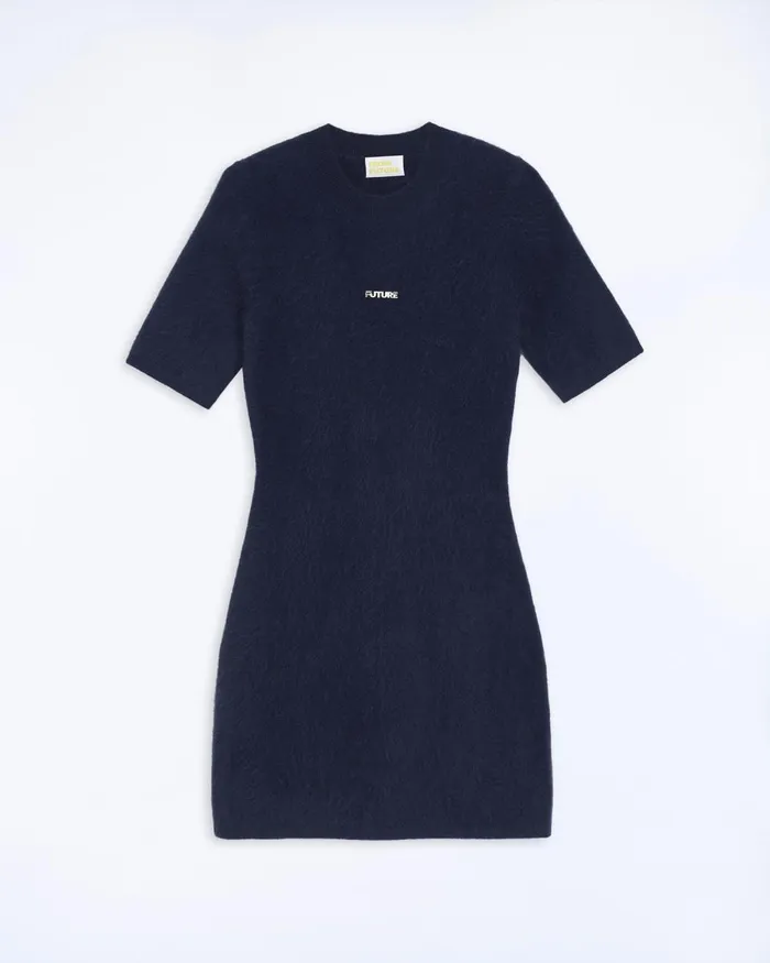 Women Dresses and Jumpsuits From Future Short Sleeve Dress In Brushed Cashmere Navy