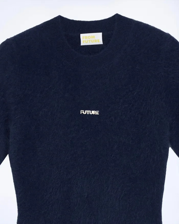 Women Dresses and Jumpsuits From Future Short Sleeve Dress In Brushed Cashmere Navy
