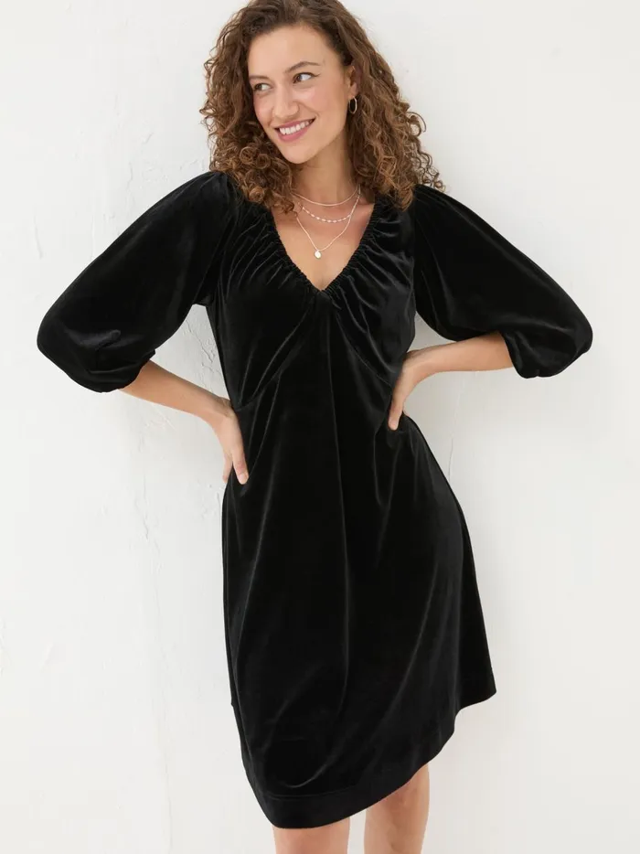 Women Dresses Fat Face Black Gracie Velvet Dress