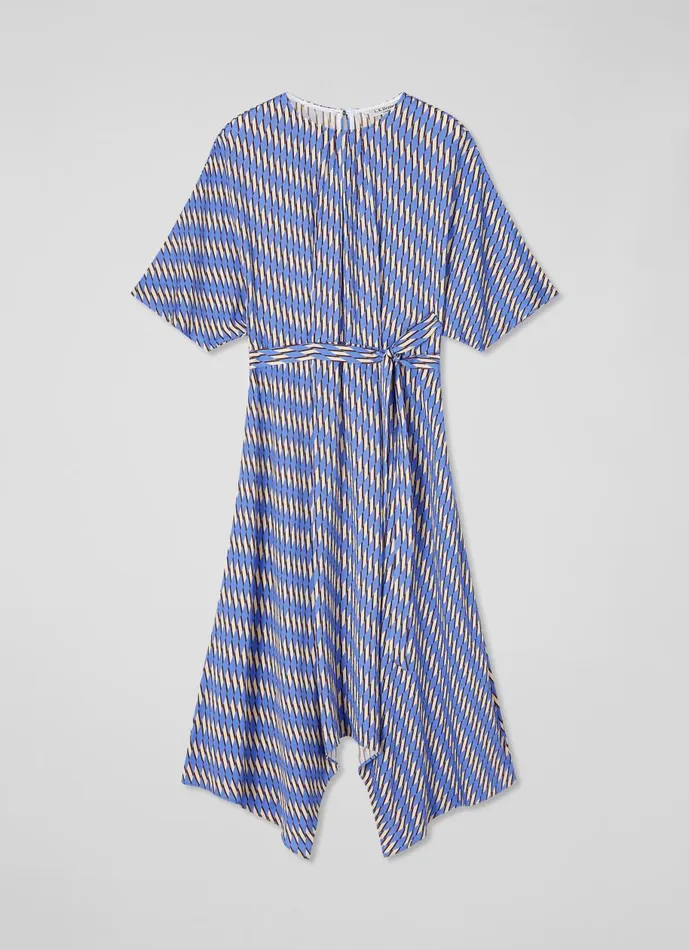 Women Dresses LKBennett Anni Blue Geometric Print Handkerchief Hem Dress Multi Women Dresses LKBennett Anni Blue Geometric Print Handkerchief Hem Dress Multi