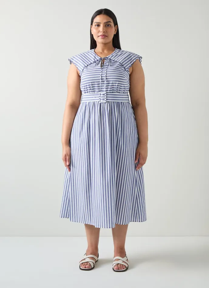 Women Dresses LKBennett Beau Blue And Cream Striped Cotton Sun Dress Navy Cream Women Dresses LKBennett Beau Blue And Cream Striped Cotton Sun Dress Navy Cream
