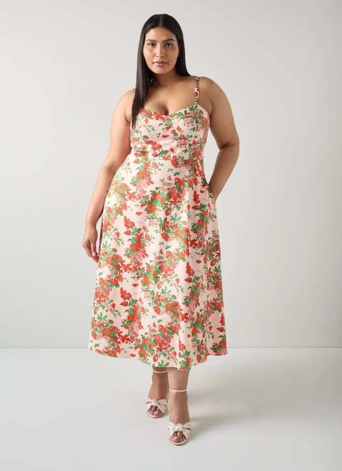 Women Dresses LKBennett Lucy Neon Garden Organic Cotton Sun Dress Pink