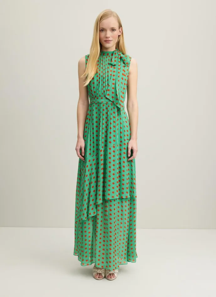 Women Dresses LKBennett Robyn Green And Red Spot Print Dress Green Women Dresses LKBennett Robyn Green And Red Spot Print Dress Green