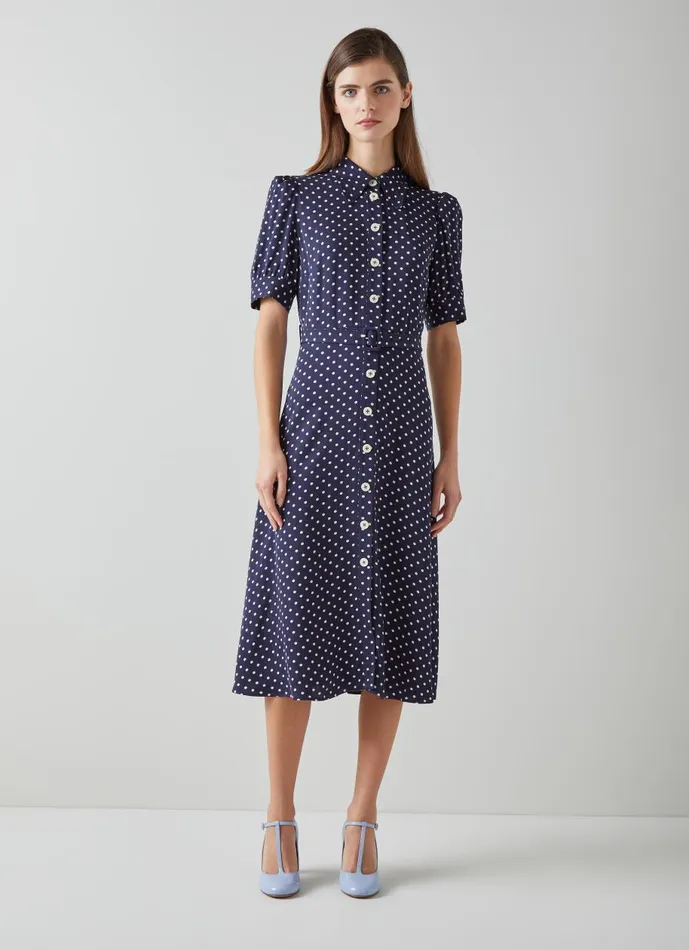 Women Dresses LKBennett Valerie Navy And Cream Shirt Dress Navy Cream