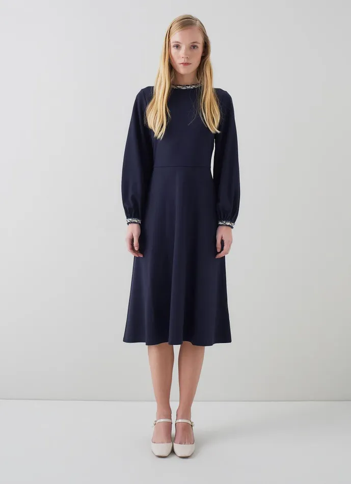Women Dresses LKBennett Yvonne Blue Dress With LENZING ECOVERO Viscose Midnight