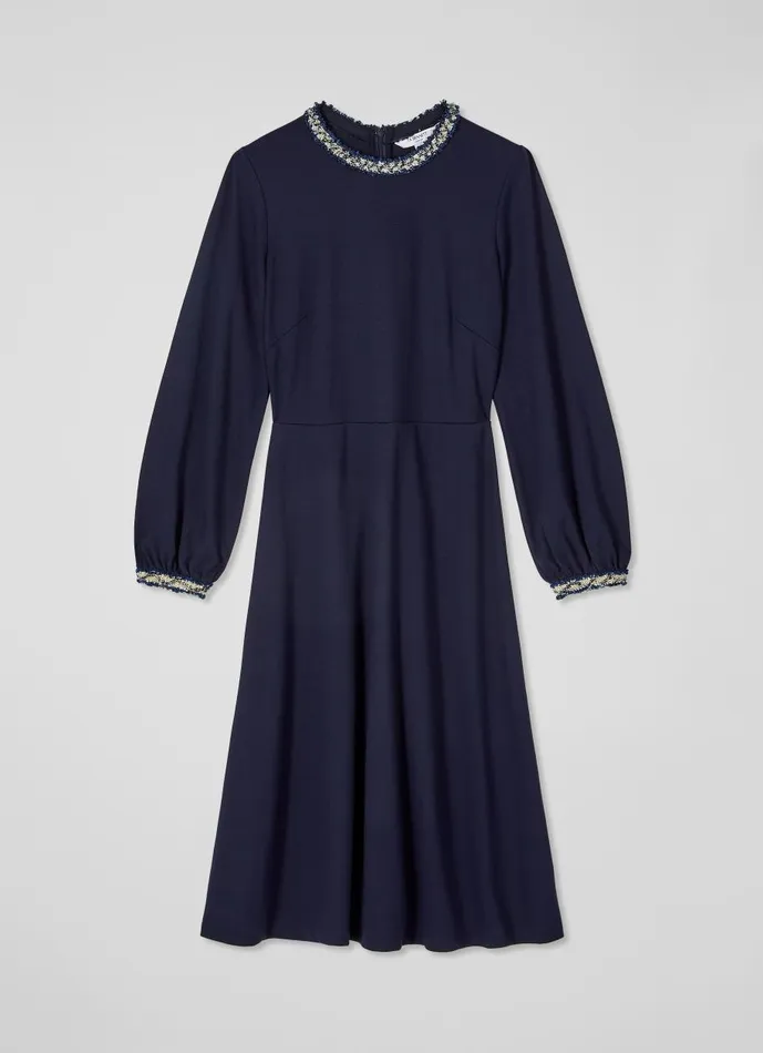 Women Dresses LKBennett Yvonne Blue Dress With LENZING ECOVERO Viscose Midnight