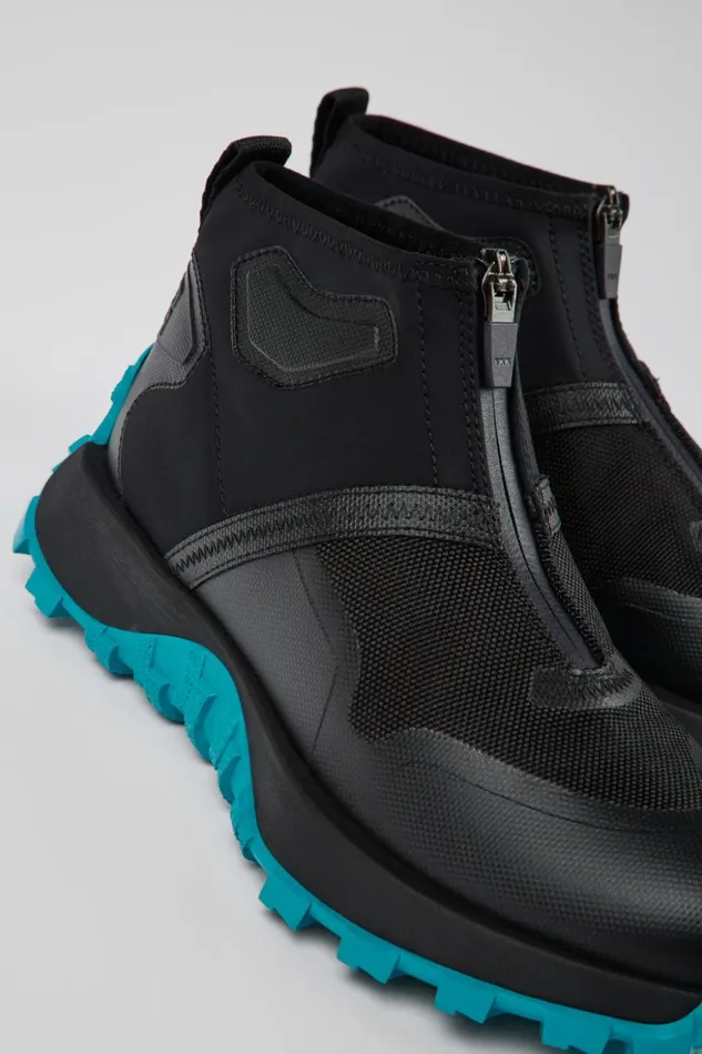 Women Drift Trail VIBRAM Black Recycled PET Ankle Boots Camper Sneakers