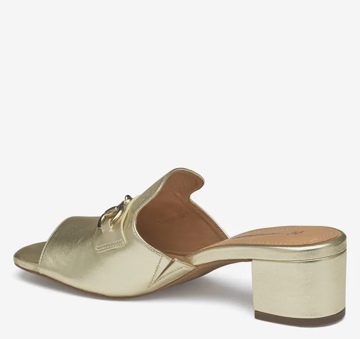 Women Edith Bit Slide Gold Metallic Sheepskin JohnstonandMurphy Heels and Platform Wedges Women Edith Bit Slide Gold Metallic Sheepskin JohnstonandMurphy Heels and Platform Wedges