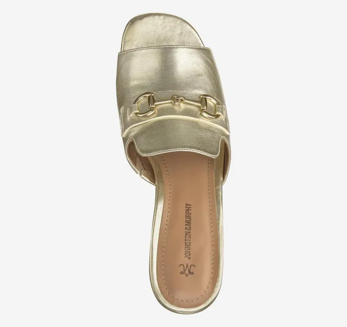 Women Edith Bit Slide Gold Metallic Sheepskin JohnstonandMurphy Heels and Platform Wedges Women Edith Bit Slide Gold Metallic Sheepskin JohnstonandMurphy Heels and Platform Wedges