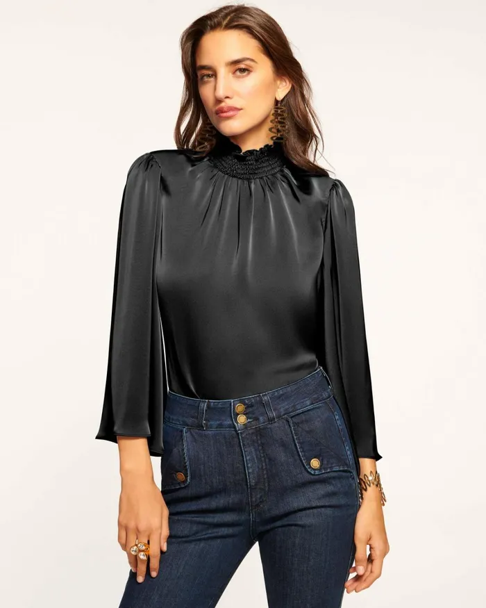 Women Ella Mock Neck Top True Blue Ramy Brook Tops