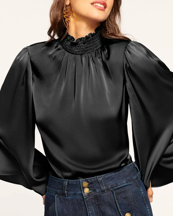 Women Ella Mock Neck Top True Blue Ramy Brook Tops Women Ella Mock Neck Top True Blue Ramy Brook Tops