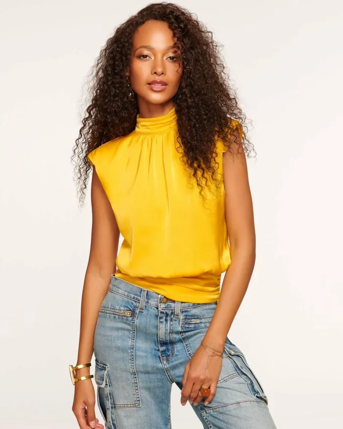 Women Emma High Neck Tank Top Marigold Ramy Brook Tops
