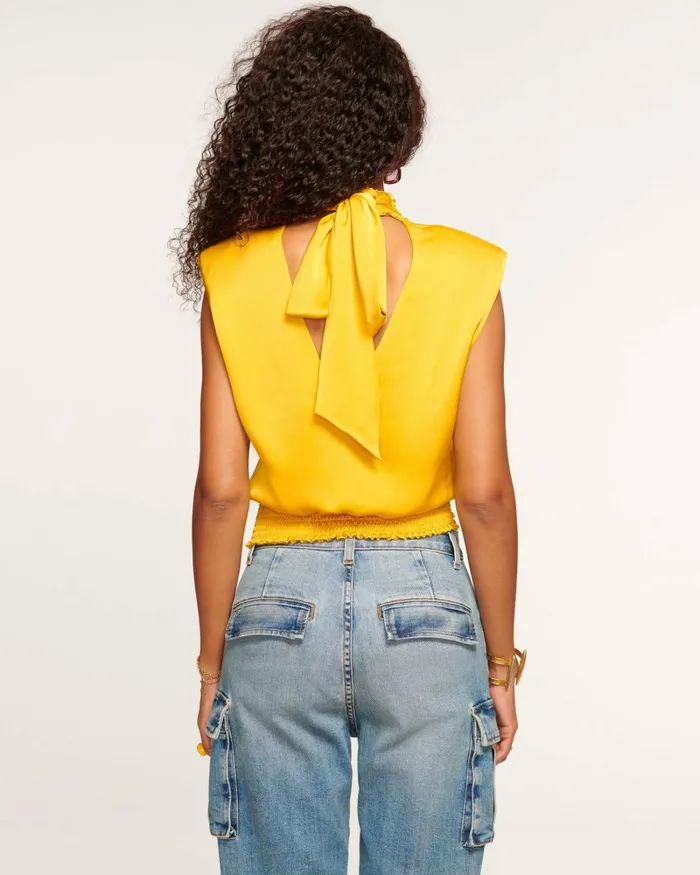 Women Emma High Neck Tank Top Marigold Ramy Brook Tops Women Emma High Neck Tank Top Marigold Ramy Brook Tops
