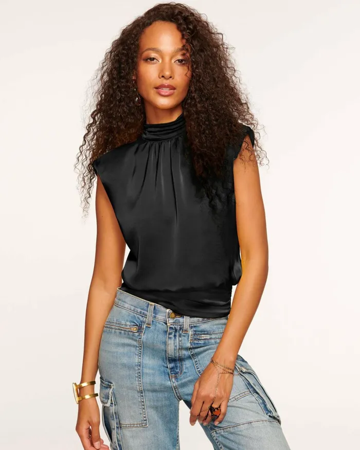 Women Emma High Neck Tank Top Marigold Ramy Brook Tops Women Emma High Neck Tank Top Marigold Ramy Brook Tops