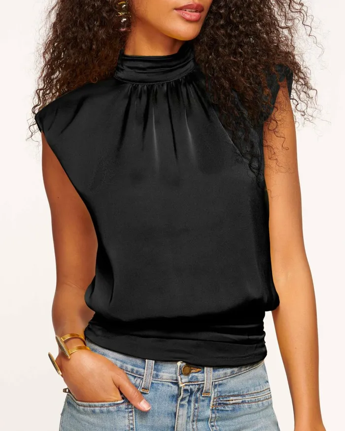 Women Emma High Neck Tank Top Marigold Ramy Brook Tops Women Emma High Neck Tank Top Marigold Ramy Brook Tops